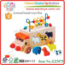 Animales de madera Beads Toys Bus niños Montaje de juguetes educativos DIY